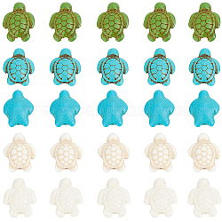 Sunnyclue 100 Stück 5 Stile DIY-Perlen-Kits, einschließlich synthetischer Türkis- und Howlith-Schildkrötenperlen, gemischt gefärbt und ungefärbt, 15~19x12~14x6~8 mm, Bohrung: 1 mm, 20pcs / style