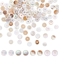 Sunnyclue 200 Uds cuentas de concha de agua dulce, disco / plano y redondo, abalorios heishi, blanco cremoso, 6x1mm, agujero: 1 mm