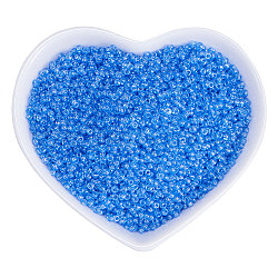 Ornaland 12/0 perles de rocaille rondes en verre, Grade a, couleurs transparentes lustered, bleuet, 2x1.5mm, Trou: 0.3mm, environ 11200 pcs / sachet 