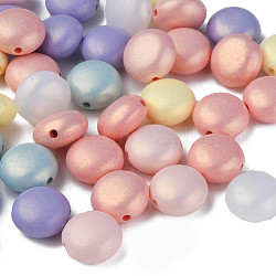 Spray Painted Acrylic Beads, Rubberized Style, Flat Round, Mixed Color, 10x6mm, Hole: 1.4mm, about 1300pcs/500g