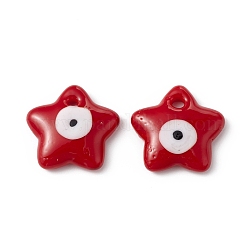 Handgefertigte Murano Anhänger bösen Blick, Sterne-Charme, rot, 23.5~24x24~25x5~6.5 mm, Bohrung: 2.5~3 mm