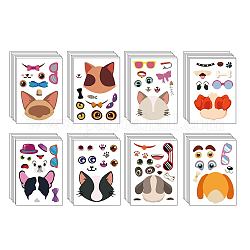 Creatcabin 48 foglio 8 stili crea una faccia adesivi per animali crea i tuoi cani adesivi per gatti mescola e abbina adesivi decalcomanie autoadesive per fai da te artigianato bomboniere per feste di compleanno forniture decorazioni