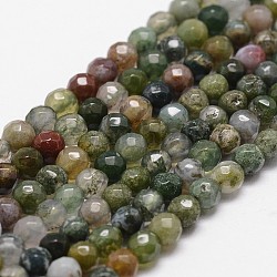 Chapelets de perles en agate indienne naturelle, facette, ronde, 4mm, Trou: 1mm, Environ 96 pcs/chapelet, 14.9 pouce ~ 15.1 pouces