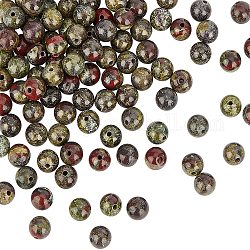 Brins de perles de jaspe de sang de dragon naturel olycraft, ronde, 6mm, Trou: 1mm, Environ 61 pcs/chapelet, 15.51'' (39.4 cm), 2 brins / boîte