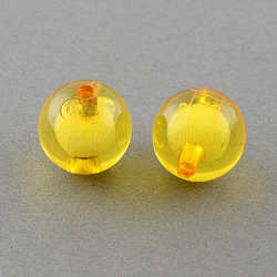 Transparent Acrylic Beads, Bead in Bead, Round, Goldenrod, 8mm, Hole: 2mm, about 2050pcs/500g