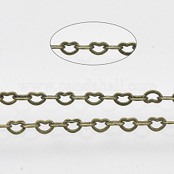 Herzgliederketten aus Messing, gelötet, mit Spule, Antik Bronze, 1.8x2.4x0.4 mm, ca. 9.84 Fuß (3m)/Rolle