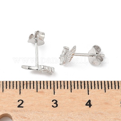 925 серьги-гвоздики из стерлингового серебра с прозрачным кубическим цирконием EJEW-Q032-01A-P-1