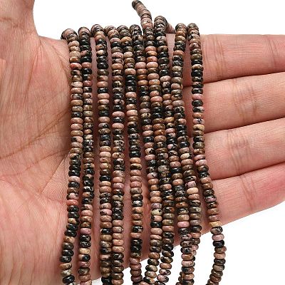 Природные родонит бисер нитей G-L635-A26-4x2mm-1