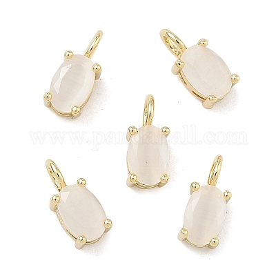 Латунные подвески в виде кошачьего глаза&nbsp;KK-C251-09B-G-1