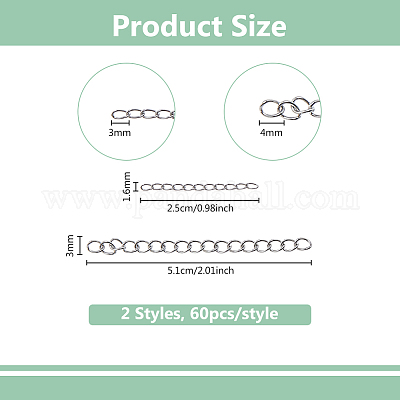 120 шт. 2 стиля удлинитель для цепей из нержавеющей стали 304 STAS-DC0016-81P-1