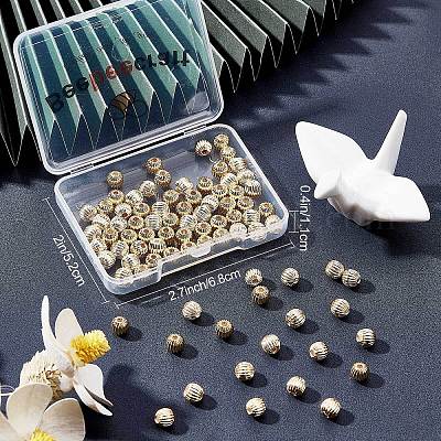 100 шт. латунные рифленые бусины KK-BBC0003-83-1