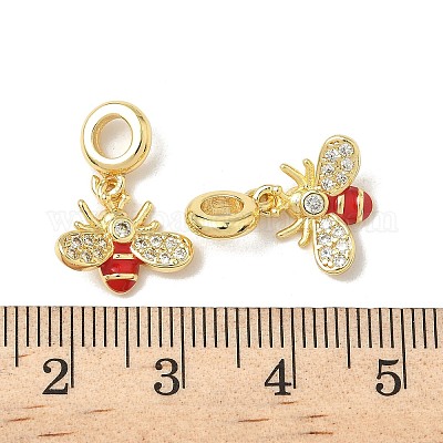 Латунные подвески-шармы в виде пчелы из прозрачного кубического циркония KK-K293-73G-1