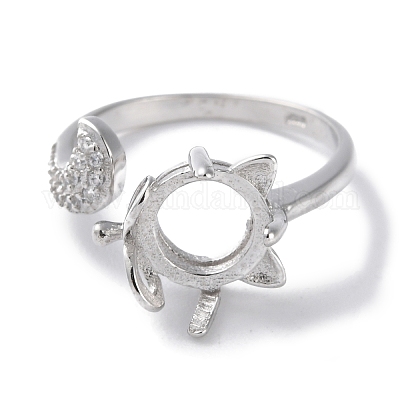 Кольцо-манжета с родиевым покрытием и 925 стерлинговым серебром с микропаве из кубического циркония. STER-NH0001-41P-1