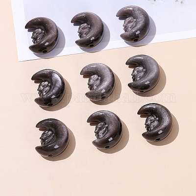 Натуральные серебряные бусины из обсидиана&nbsp;LS-PW-WG79231-01-1