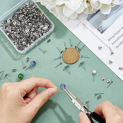 250 шт. 5 размера фурнитуры для сережек-гвоздиков из нержавеющей стали 304 STAS-DC0014-85-1