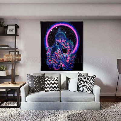 Wholesale Black Light Skull Wall Tapestry Pandahall