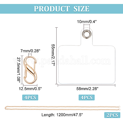 AHADERMAKER DIY Cell Phone Lanyard Strap Holder Making Kit, Including Zinc  Alloy S-hook Clasps, Cell Phone Lanyard Tether, Iron Curb Chain Bag Strap