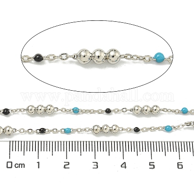 Цепочка из латунных эмалевых круглых бусин CHC-G022-07P-09-1