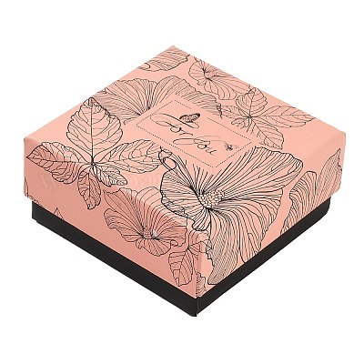 Aufbewahrungsboxen für Schmuck aus Karton und Papier mit Blumendruck&nbsp;CON-P022-01B-1