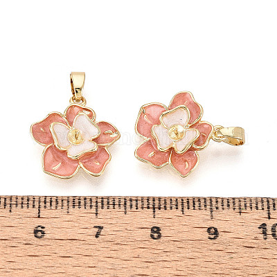 Латунные подвески с эмалированными чашечками и жемчужными штифтами KK-T079-18G-1