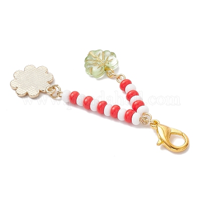 Подвески из эмали из цветочного сплава HJEW-MZ00337-03-1