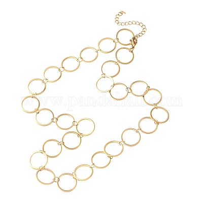 304ステンレススチール14mmリングリンクチェーンネックレス イオン