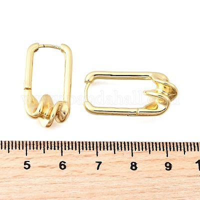 Прямоугольные серьги-кольца из латуни EJEW-Z121-08G-1