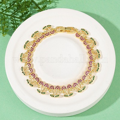 Браслеты из латуни с микропаве и фианитами для женщин BJEW-Z126-05G-02-1