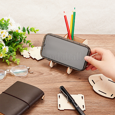 Съемные деревянные держатели для мобильных телефонов в форме слона&nbsp;LS-DIY-WH0297-40-1