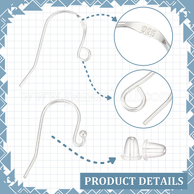 16 шт. 2 стиля 925 крючка для сережек из стерлингового серебра STER-ME0001-23-1