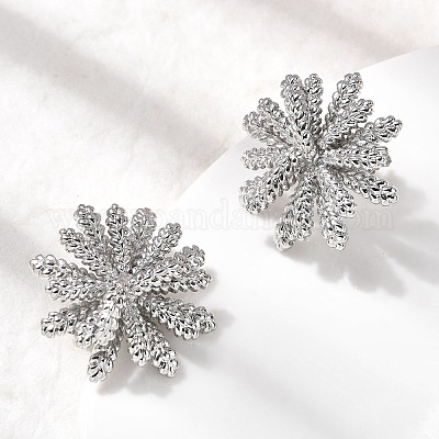 Серьги-гвоздики в виде цветка из латуни EJEW-H171-02A-P-1