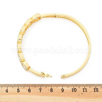 Женские браслеты на шарнирах из латуни с микропаве и прозрачным фианитом BJEW-K274-01G-1