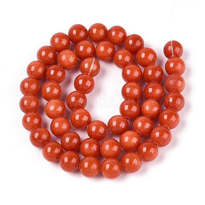 Нити круглых бусин из натурального окрашенного нефрита машан G-T139-8mm-67C-1