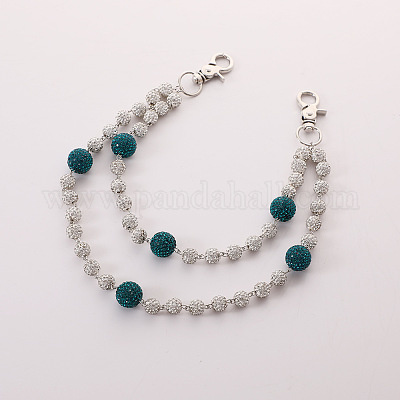 Двухслойные цепочки для брюк из полимерной глины с круглыми бусинами и стразами FS-WG9506A-20-1