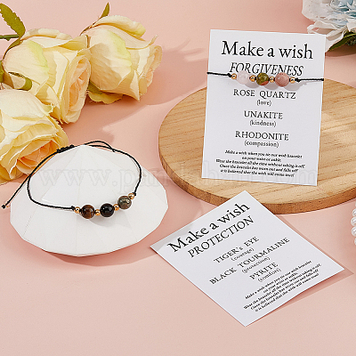 2 шт. 2 стиля браслетов из плетеных бусин с натуральным круглым розовым кварцем BJEW-FH0001-06B-1