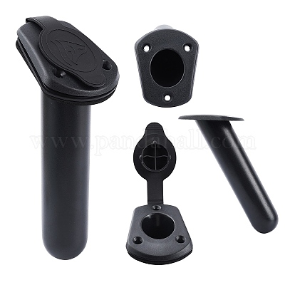 Kayak Deck Plastic Flush Mount Fishing Boat Rod Holders, with Cap Cover,  Black, 222x80x105mm