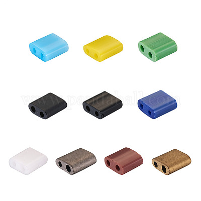 500шт 10 цвета 2-дырочные стеклянные бусины SEED-CD0001-02A-1