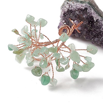 Натуральный зеленый авантюрин украшение дисплея дерева DJEW-G027-05RG-03-1