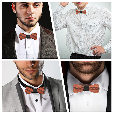 2 шт. 2-х видов регулируемых деревянных галстуков-бабочек AJEW-CA0004-01-1