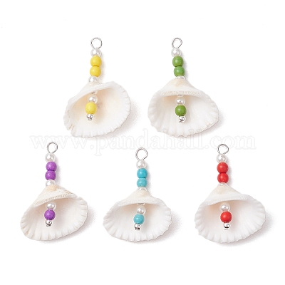 5 шт. подвески из натуральной ракушки 5 цветов PALLOY-JF03354-1