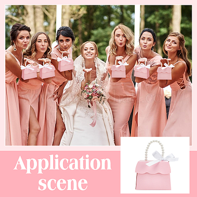 Подарочная коробка из бумаги трапециевидной формы с пластиковыми ручками под жемчуг CON-WH0092-65B-1