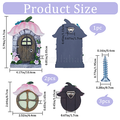 Скульптура окон и дверей феи-гнома из смолы AJEW-WH0415-95-1