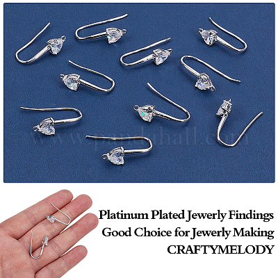 20 шт. латунные крючки для сережек из кубического циркония KK-ME0002-60-1