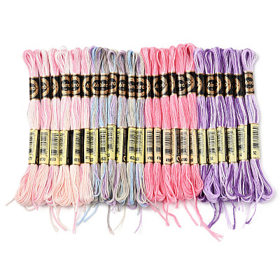 24 моток 4 цвета 6-слойная полиэфирная мулине для вышивания OCOR-FS0001-06-1