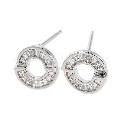 Стойка покрытие кольцо латунные серьги-гвоздики EJEW-N055-39P-RS-1