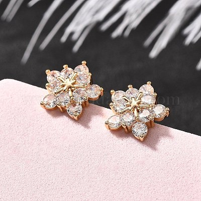 Латунные микро проложить серьги стержня кубического циркония EJEW-R018-10G-01-1