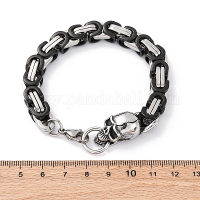 201 браслет-цепочка из нержавеющей стали с византийским узором BJEW-B078-160P-1