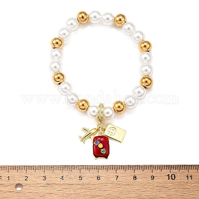 Латунные браслеты-стрейч на тему путешествий BJEW-C098-05-1