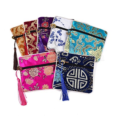 Китайские вышитые шелковые мешочки для украшений на молнии ABAG-N008-11.5cm-E01-1