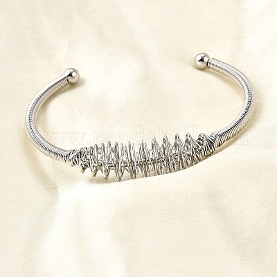 Браслеты-манжеты открытого типа из нержавеющей стали 304 BJEW-M113-03P-1